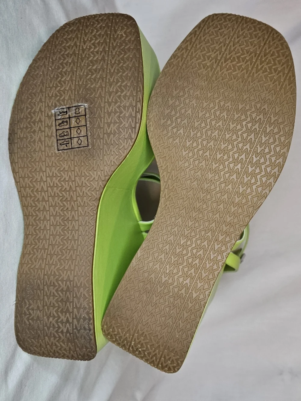 Michael Michael Kors Paola Platform Dress Sandal Bright Limeade Leather Strappy - Picture 9 of 12